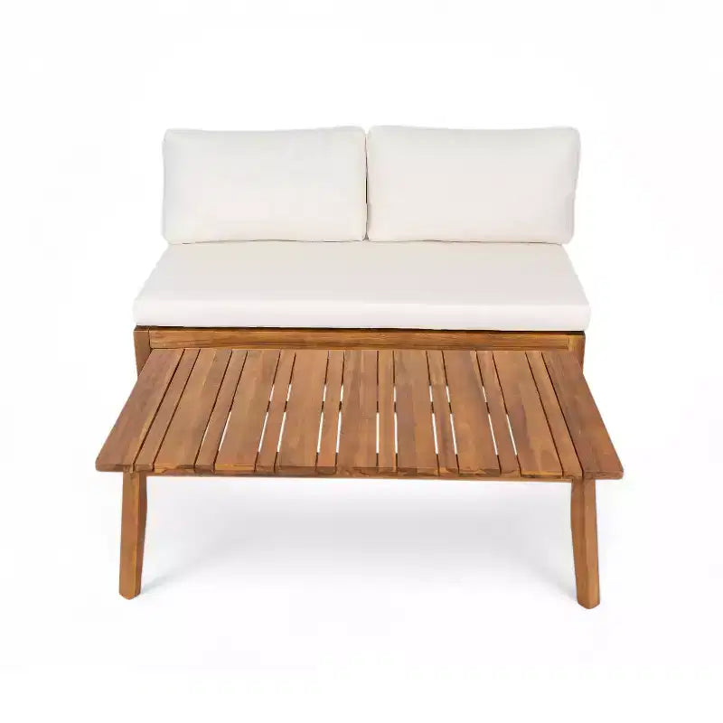 Ensemble de salon d'extérieur Simms de Christopher Knight Home en bois d'acacia à lattes, avec causeuse et table basse