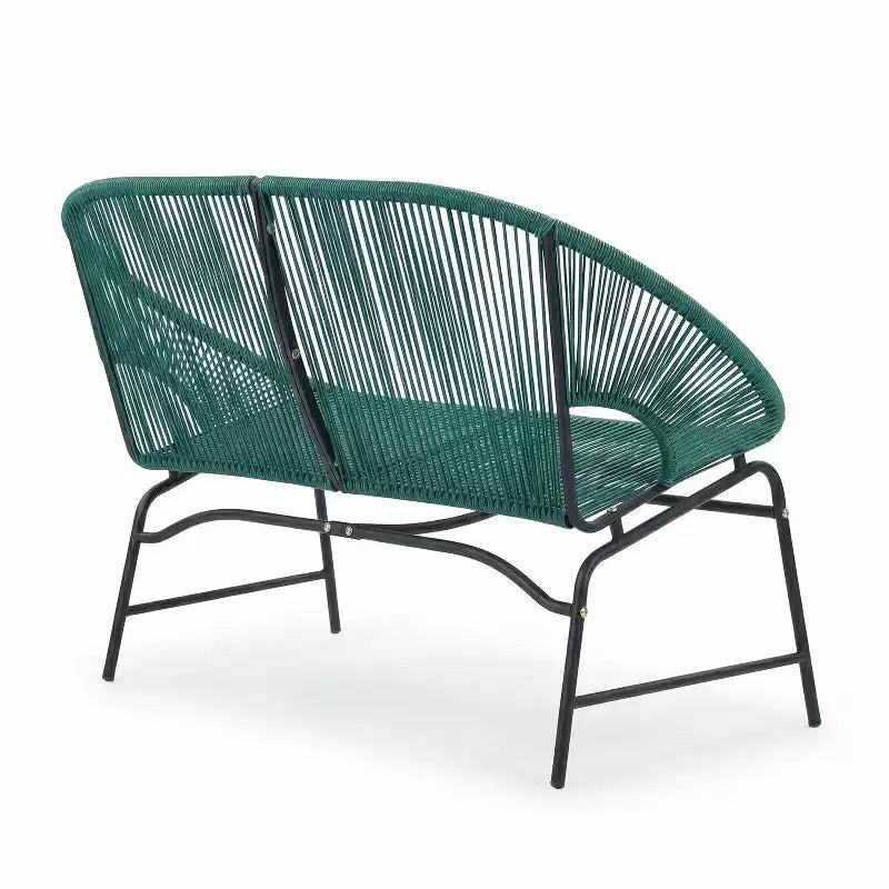 Conjunto de conversación tejido para exteriores de 3 piezas Paoha de Christopher Knight Home con estructura de hierro (mesa no incluida)