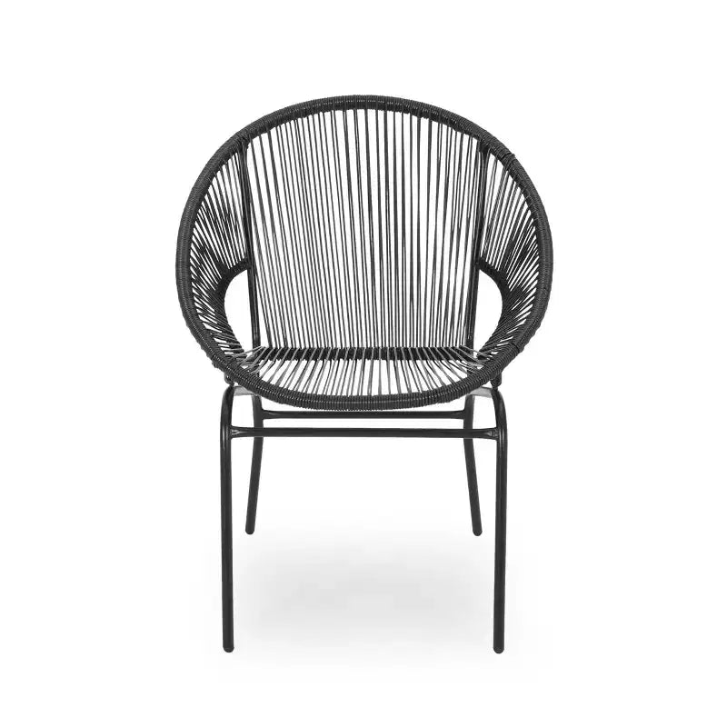 Conjunto de conversación tejido para exteriores de 3 piezas Paoha de Christopher Knight Home con estructura de hierro (mesa no incluida)