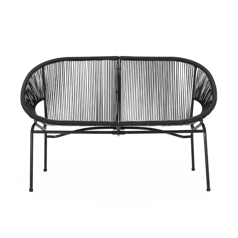 Conjunto de conversación tejido para exteriores de 3 piezas Paoha de Christopher Knight Home con estructura de hierro (mesa no incluida)