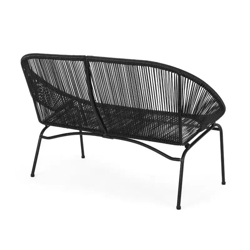 Conjunto de conversación tejido para exteriores de 3 piezas Paoha de Christopher Knight Home con estructura de hierro (mesa no incluida)