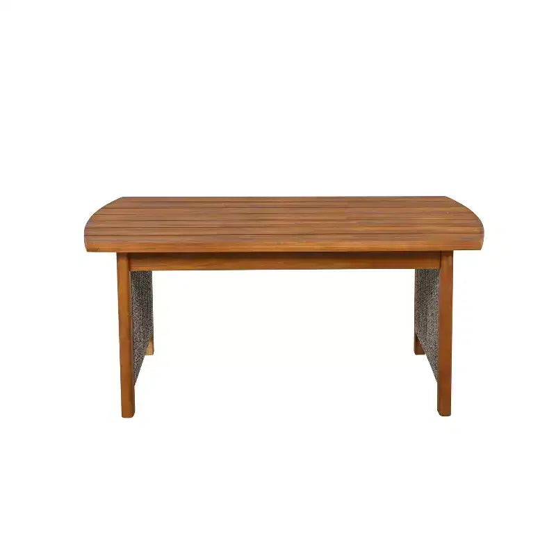 Christopher Knight Home Valentina - Ensemble de salon de patio rustique 5 pièces en bois d'acacia tressé de corde, avec table basse et coussins