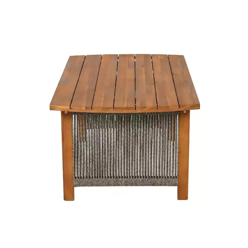 Christopher Knight Home Valentina - Ensemble de salon de patio rustique 5 pièces en bois d'acacia tressé de corde, avec table basse et coussins