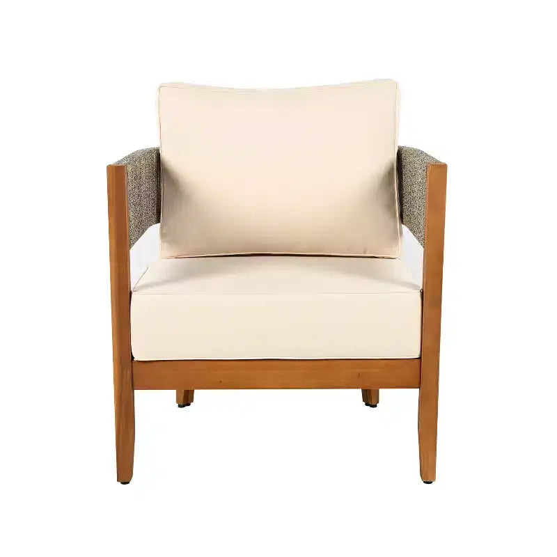 Christopher Knight Home Valentina - Ensemble de salon de patio rustique 5 pièces en bois d'acacia tressé de corde, avec table basse et coussins