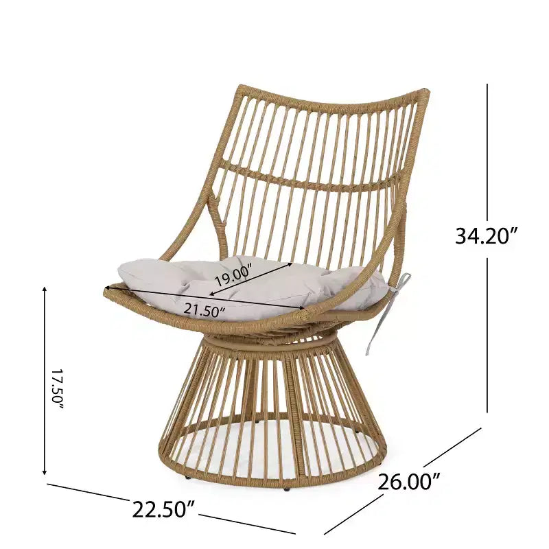 Christopher Knight Home Berton, ensemble de fauteuils club d’extérieur en résine tressée et table d’appoint avec coussin