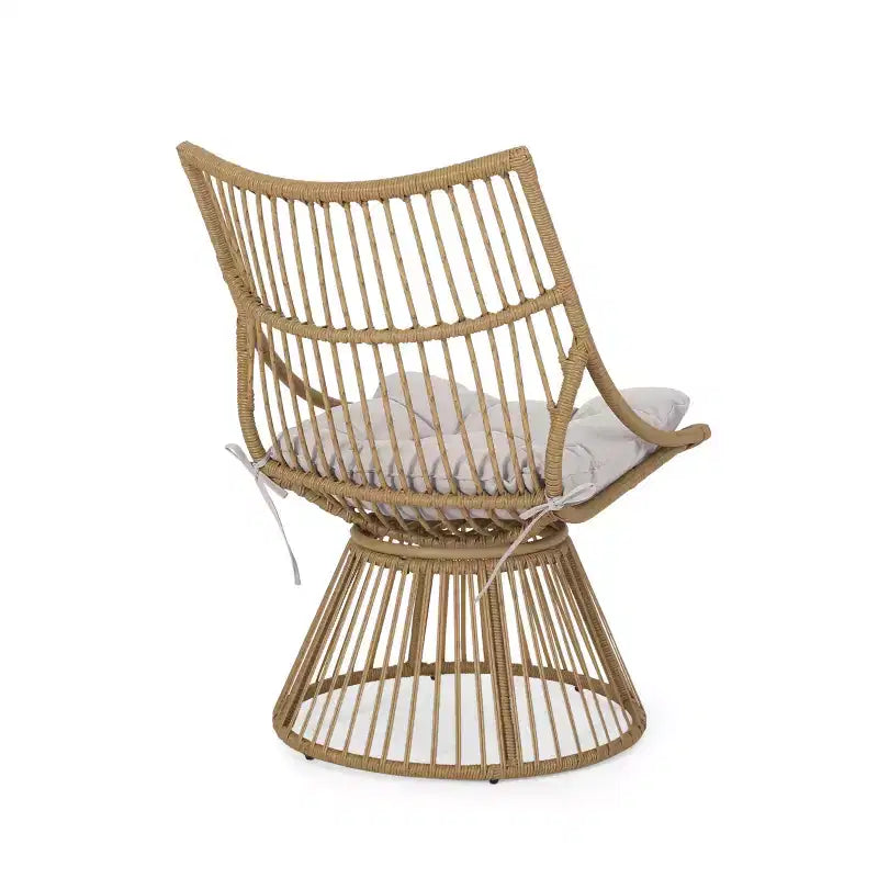 Christopher Knight Home Berton, ensemble de fauteuils club d’extérieur en résine tressée et table d’appoint avec coussin