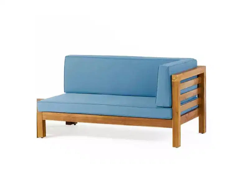 Christopher Knight Home Oana conjunto de sofá biplaza con brazo derecho para exteriores, de madera de acacia, y mesa de centro, con cojín