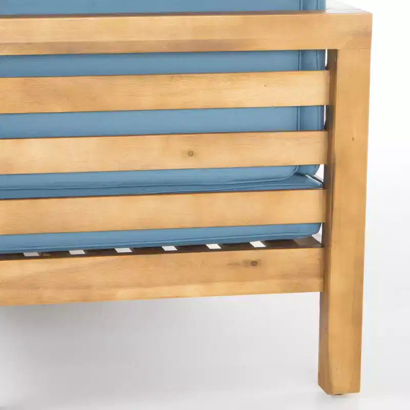 Christopher Knight Home Oana conjunto de sofá biplaza con brazo derecho para exteriores, de madera de acacia, y mesa de centro, con cojín