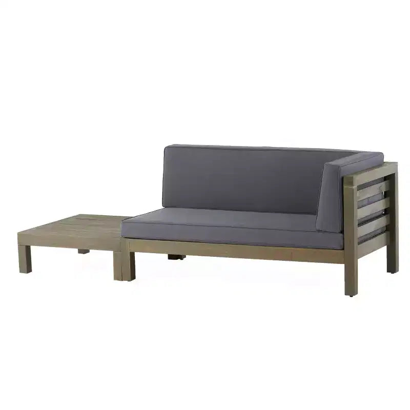 Christopher Knight Home Oana conjunto de sofá biplaza con brazo derecho para exteriores, de madera de acacia, y mesa de centro, con cojín