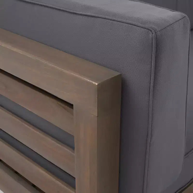Christopher Knight Home Oana conjunto de sofá biplaza con brazo derecho para exteriores, de madera de acacia, y mesa de centro, con cojín