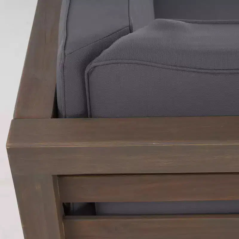 Christopher Knight Home Oana conjunto de sofá biplaza con brazo derecho para exteriores, de madera de acacia, y mesa de centro, con cojín