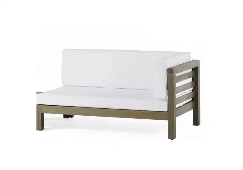 Christopher Knight Home Oana conjunto de sofá biplaza con brazo derecho para exteriores, de madera de acacia, y mesa de centro, con cojín