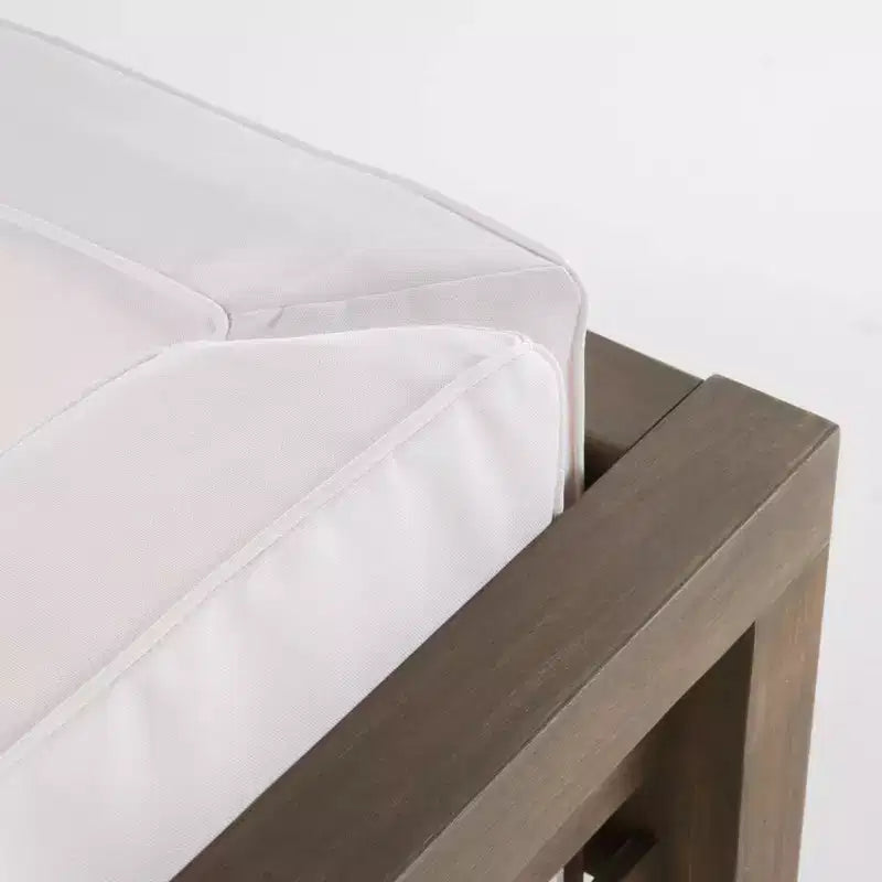 Christopher Knight Home Oana conjunto de sofá biplaza con brazo derecho para exteriores, de madera de acacia, y mesa de centro, con cojín