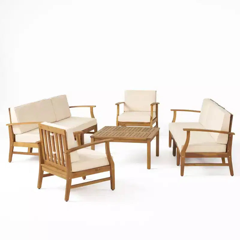 Ensemble de salon d'extérieur 8 places Perla de Christopher Knight Home en bois d'acacia avec coussins