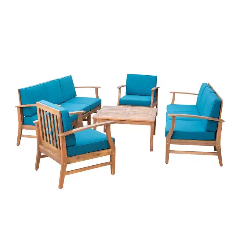 Ensemble de salon d'extérieur 8 places Perla de Christopher Knight Home en bois d'acacia avec coussins