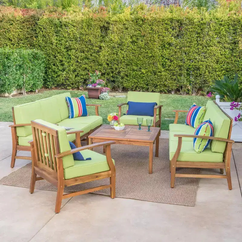 Conjunto de conversación para exteriores Perla de Christopher Knight Home, para 8 personas, de madera de acacia y con cojines