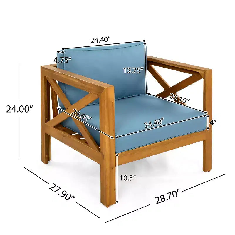 Conjunto de 3 piezas para patio Christopher Knight Home Cedric, de estilo transicional, con sillones de madera de acacia y mesa auxiliar plegable