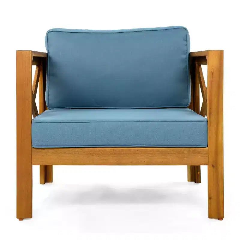 Conjunto de 3 piezas para patio Christopher Knight Home Cedric, de estilo transicional, con sillones de madera de acacia y mesa auxiliar plegable