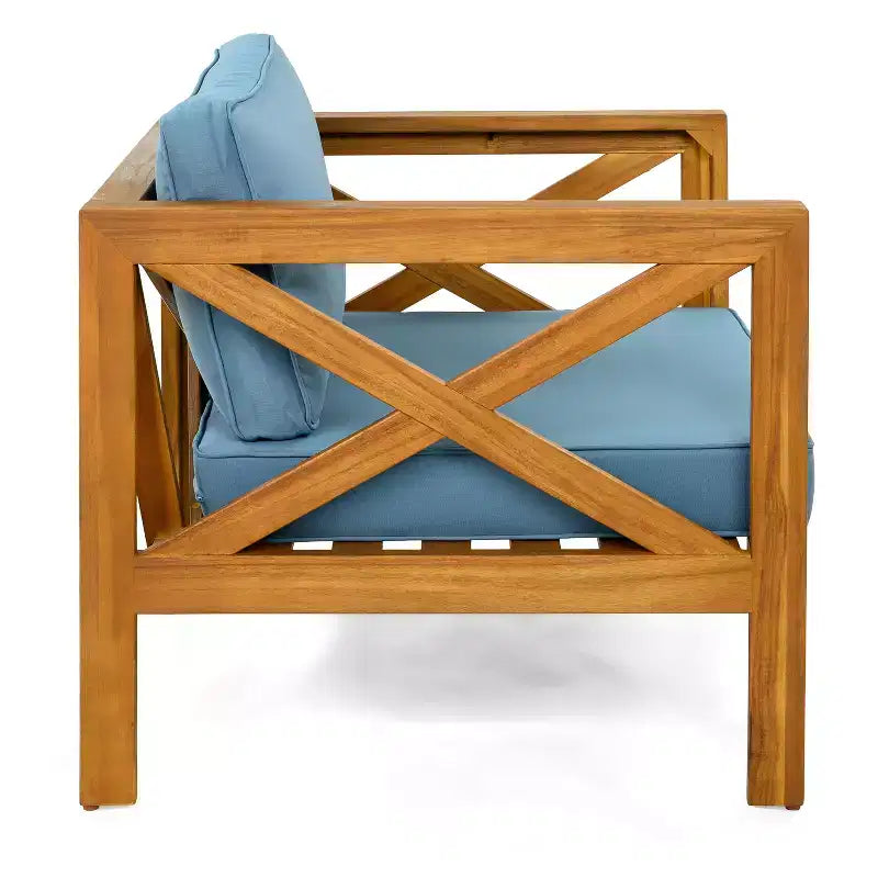 Conjunto de 3 piezas para patio Christopher Knight Home Cedric, de estilo transicional, con sillones de madera de acacia y mesa auxiliar plegable