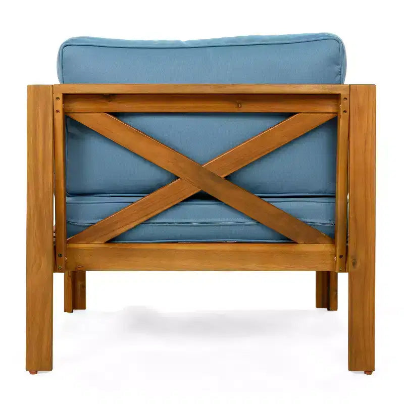 Conjunto de 3 piezas para patio Christopher Knight Home Cedric, de estilo transicional, con sillones de madera de acacia y mesa auxiliar plegable