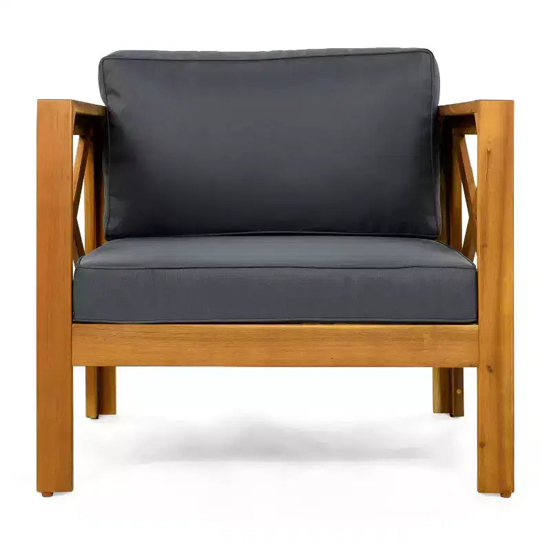 Conjunto de 3 piezas para patio Christopher Knight Home Cedric, de estilo transicional, con sillones de madera de acacia y mesa auxiliar plegable