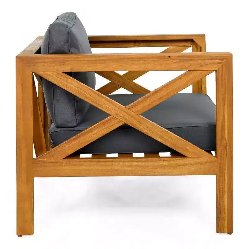 Conjunto de 3 piezas para patio Christopher Knight Home Cedric, de estilo transicional, con sillones de madera de acacia y mesa auxiliar plegable