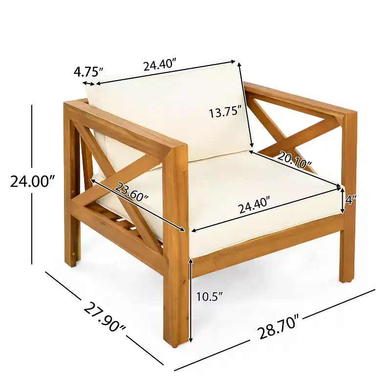 Conjunto de 3 piezas para patio Christopher Knight Home Cedric, de estilo transicional, con sillones de madera de acacia y mesa auxiliar plegable