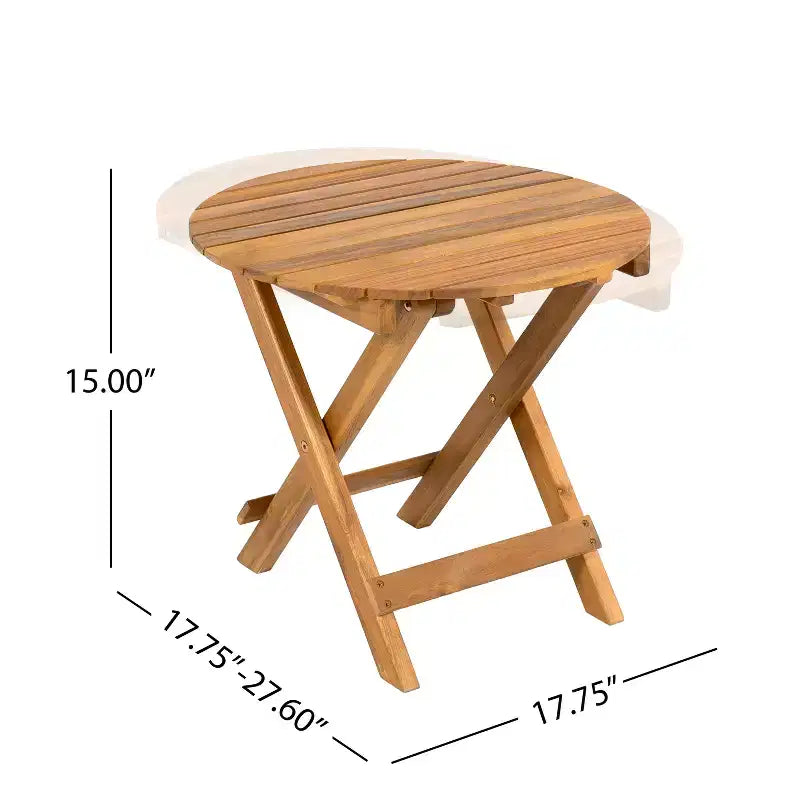 Conjunto de 3 piezas para patio Christopher Knight Home Cedric, de estilo transicional, con sillones de madera de acacia y mesa auxiliar plegable