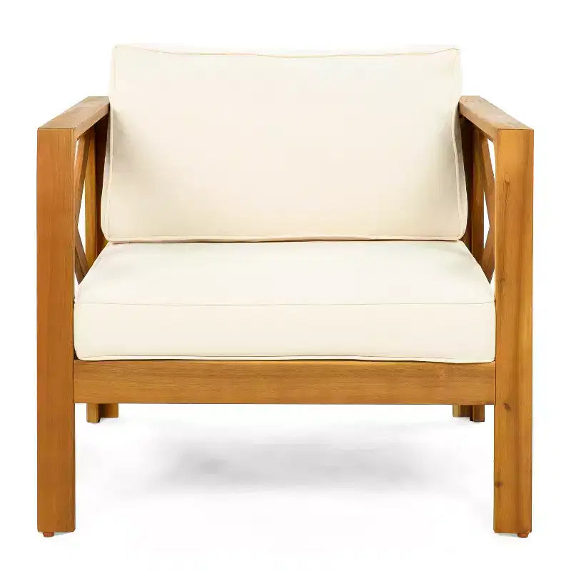 Conjunto de 3 piezas para patio Christopher Knight Home Cedric, de estilo transicional, con sillones de madera de acacia y mesa auxiliar plegable
