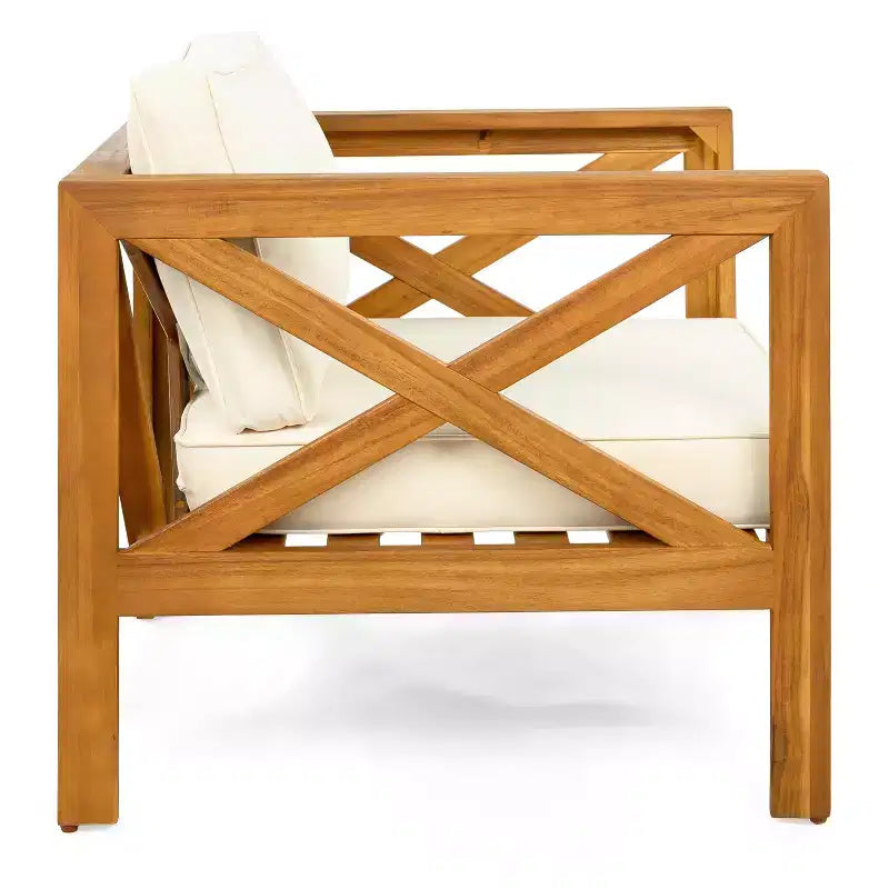 Conjunto de 3 piezas para patio Christopher Knight Home Cedric, de estilo transicional, con sillones de madera de acacia y mesa auxiliar plegable