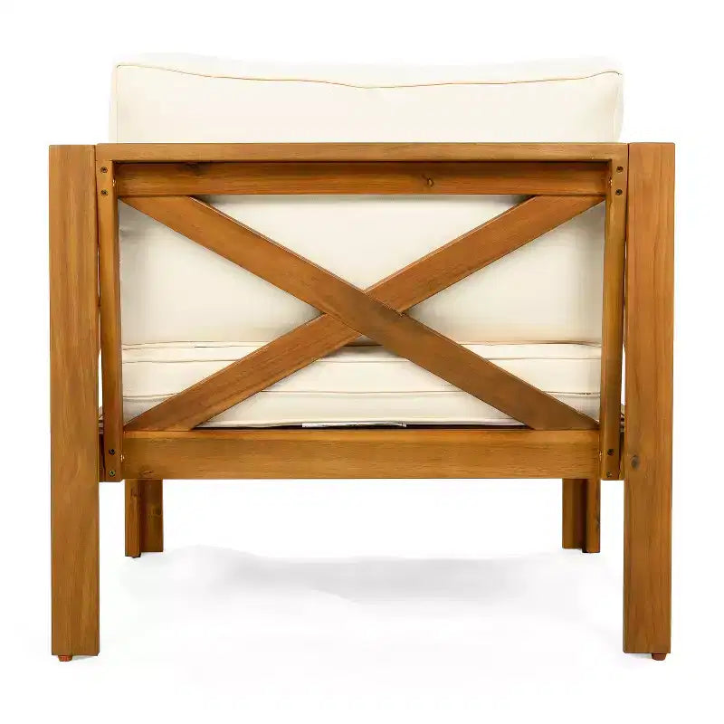 Conjunto de 3 piezas para patio Christopher Knight Home Cedric, de estilo transicional, con sillones de madera de acacia y mesa auxiliar plegable