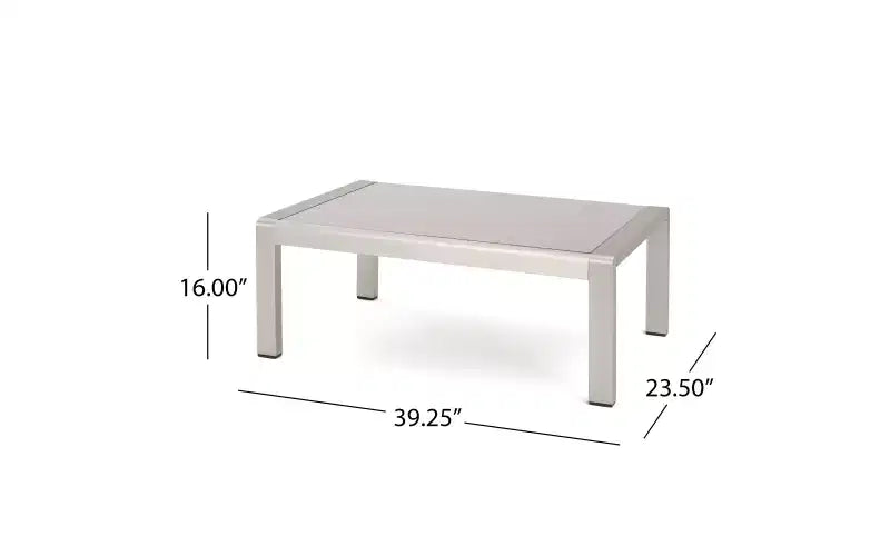 Ensemble GDFStudio Martha d'extérieur avec causeuse en aluminium et table basse, avec coussins