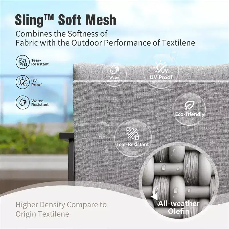Conjunto de asientos para conversar de patio exterior moderno Modren de Captiva Designs, con estructura de metal y mesa de centro