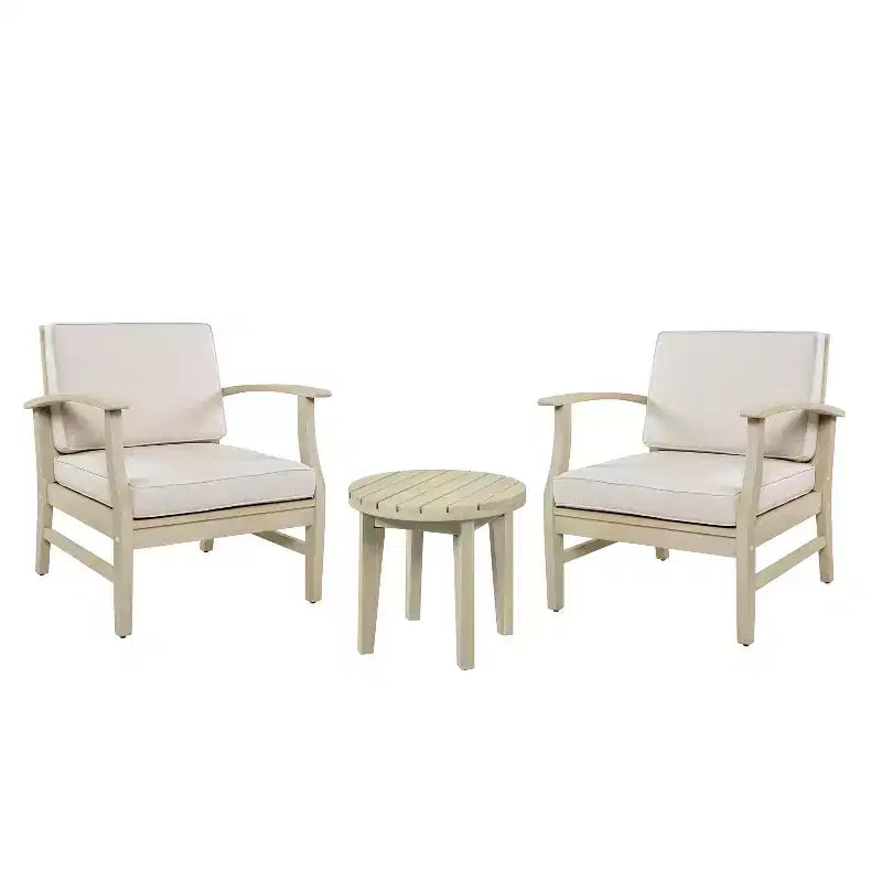 Conjunto rústico de 3 piezas para patio Christopher Knight Home Bennett, con sillones club de acacia y mesa auxiliar redonda