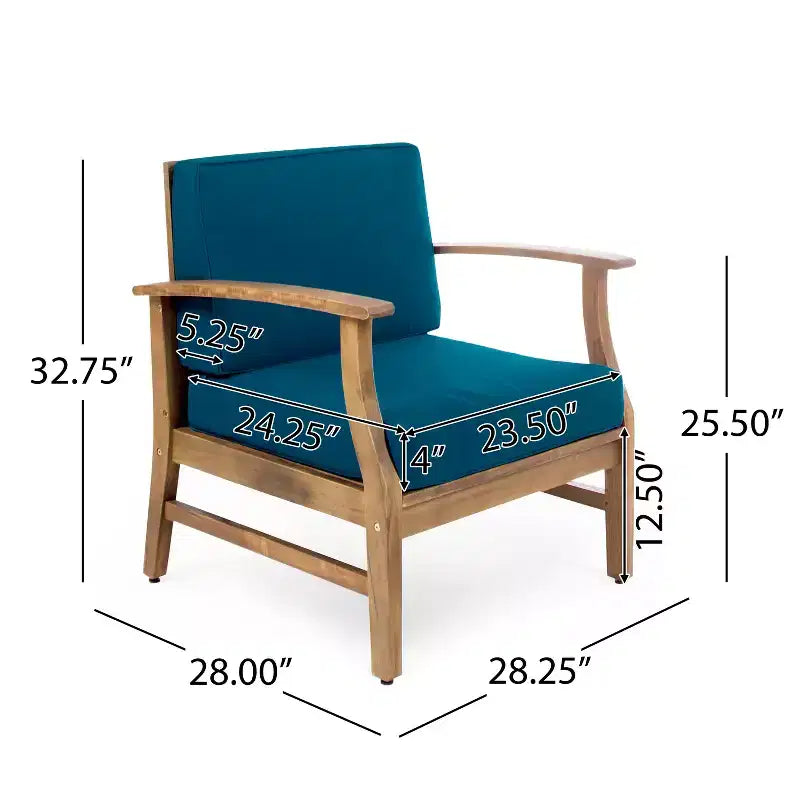Conjunto rústico de 3 piezas para patio Christopher Knight Home Bennett, con sillones club de acacia y mesa auxiliar redonda