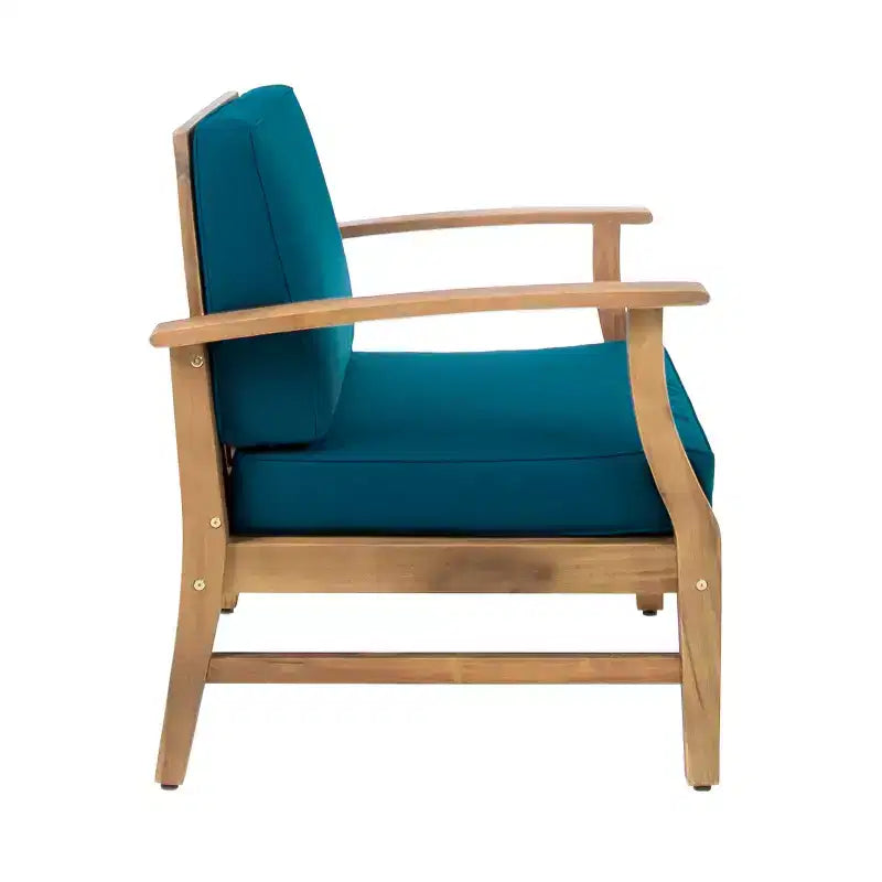 Conjunto rústico de 3 piezas para patio Christopher Knight Home Bennett, con sillones club de acacia y mesa auxiliar redonda