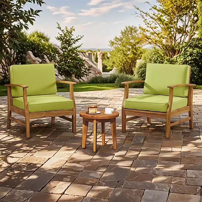 Christopher Knight Home Bennett rustikales 3-teiliges Terrassen-Set aus Akazienholz mit Klubstühlen und rundem Beistelltisch
