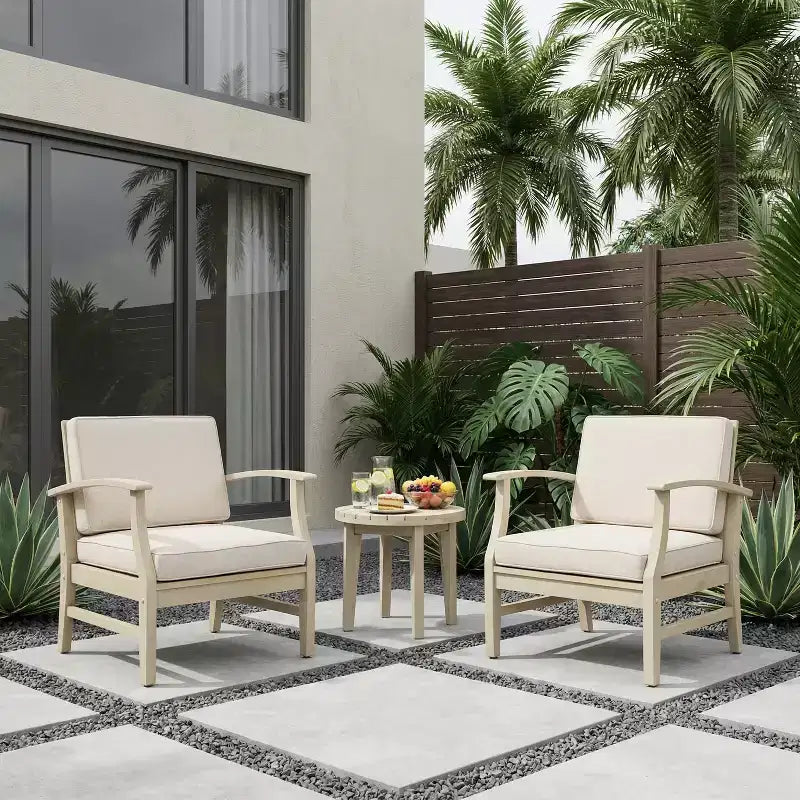 Christopher Knight Home Bennett rustikales 3-teiliges Terrassen-Set aus Akazienholz mit Klubstühlen und rundem Beistelltisch
