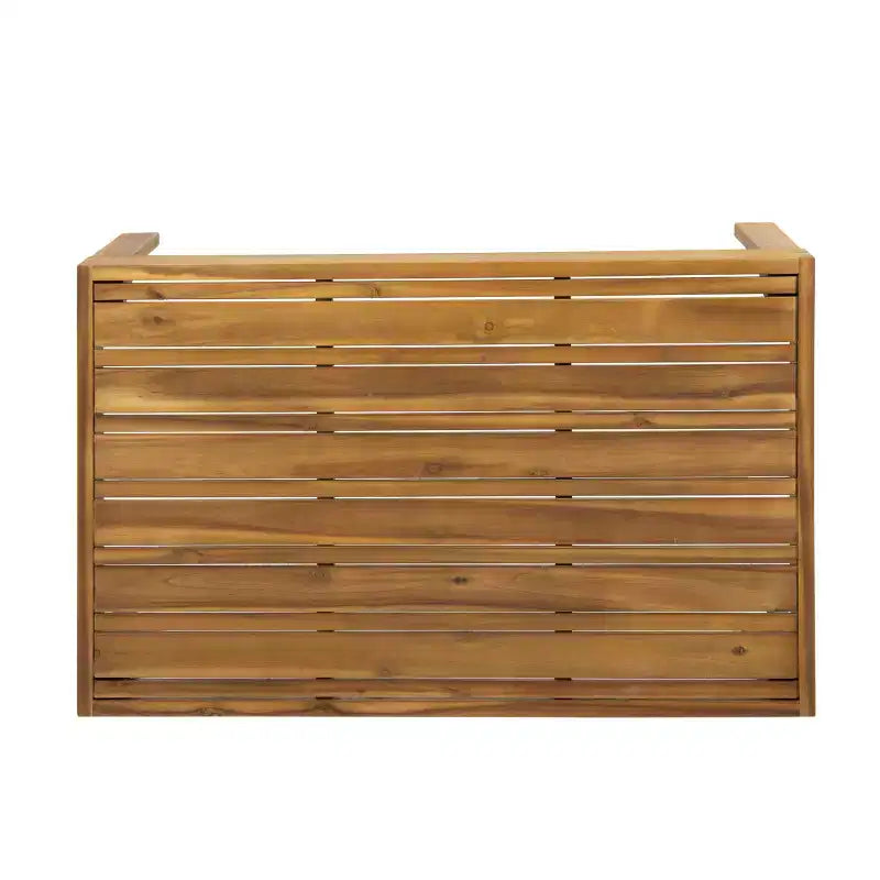Conjunto de sofá biplaza y mesa de centro para exteriores GDFStudio Allegra, de madera de acacia y mimbre, con cojines