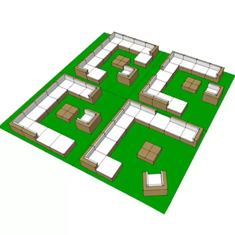 Conjunto de muebles de patio vidaXL de 12 piezas, acero con recubrimiento en polvo marrón, grande