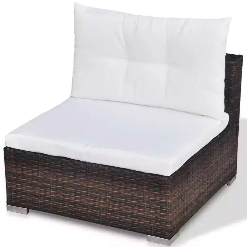 vidaXL conjunto de salón para patio de 5 piezas - ratán sintético, marrón - conjunto de sofá para exteriores duradero y resistente a todo tipo de clima, con cojines, otomana y mesa de té
