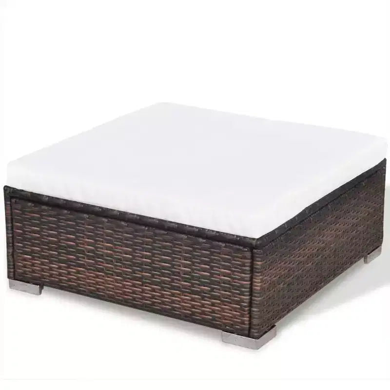 vidaXL conjunto de salón para patio de 5 piezas - ratán sintético, marrón - conjunto de sofá para exteriores duradero y resistente a todo tipo de clima, con cojines, otomana y mesa de té