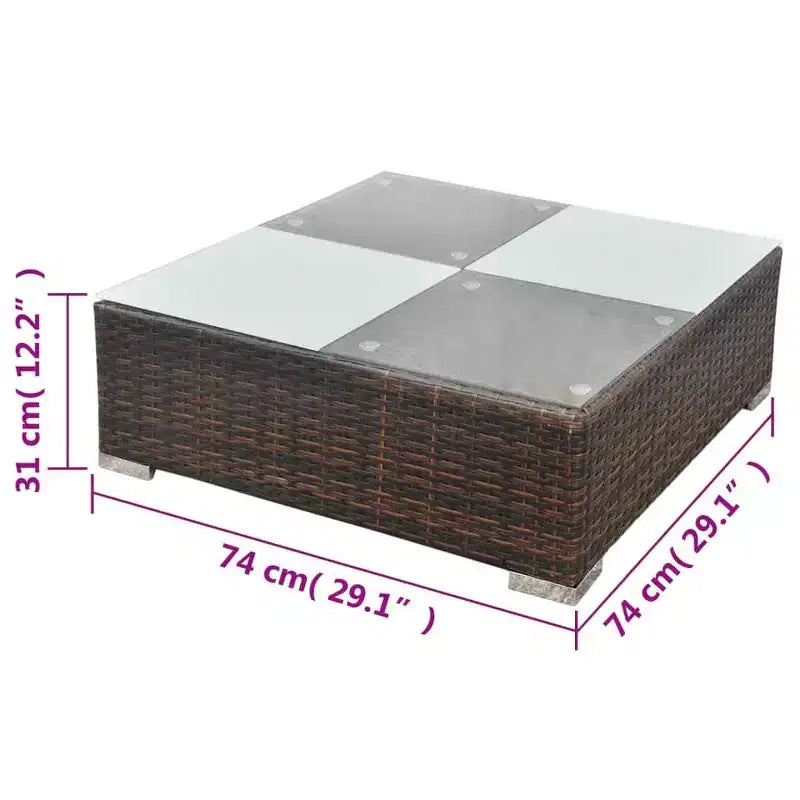 vidaXL conjunto de salón para patio de 5 piezas - ratán sintético, marrón - conjunto de sofá para exteriores duradero y resistente a todo tipo de clima, con cojines, otomana y mesa de té