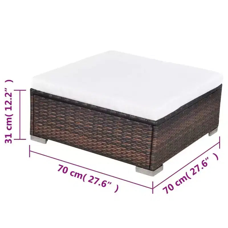 vidaXL conjunto de salón para patio de 5 piezas - ratán sintético, marrón - conjunto de sofá para exteriores duradero y resistente a todo tipo de clima, con cojines, otomana y mesa de té