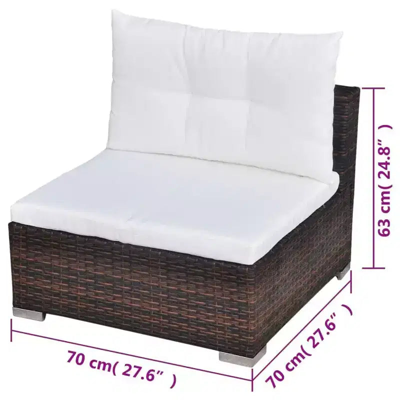vidaXL conjunto de salón para patio de 5 piezas - ratán sintético, marrón - conjunto de sofá para exteriores duradero y resistente a todo tipo de clima, con cojines, otomana y mesa de té