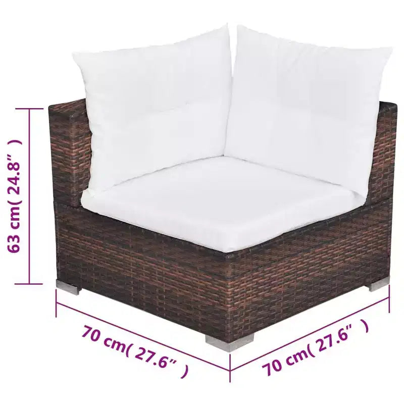 vidaXL conjunto de salón para patio de 5 piezas - ratán sintético, marrón - conjunto de sofá para exteriores duradero y resistente a todo tipo de clima, con cojines, otomana y mesa de té