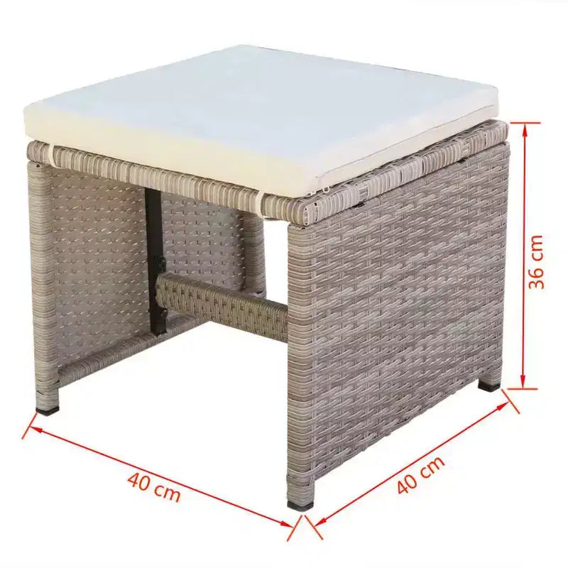 Conjunto de comedor de exterior vidaXL, de poliratán gris, mediano y plegable