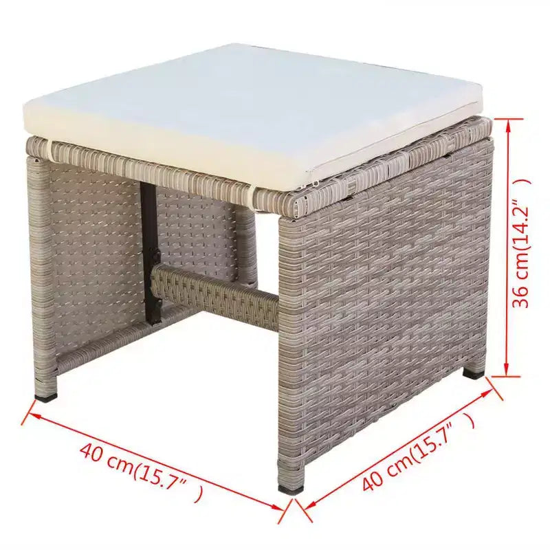 Conjunto de comedor de exterior vidaXL, de poliratán gris, mediano y plegable
