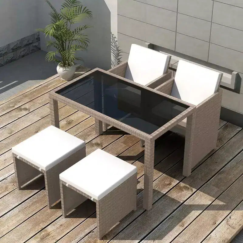 Conjunto de comedor de exterior vidaXL, de poliratán gris, mediano y plegable