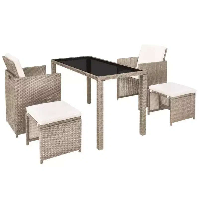 Conjunto de comedor de exterior vidaXL, de poliratán gris, mediano y plegable